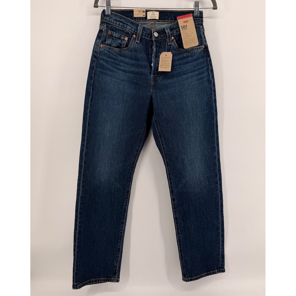 Levi's Jeans Womens 26x30 Dark Indigo 501 Curve Straight Leg High Rise Stretch
